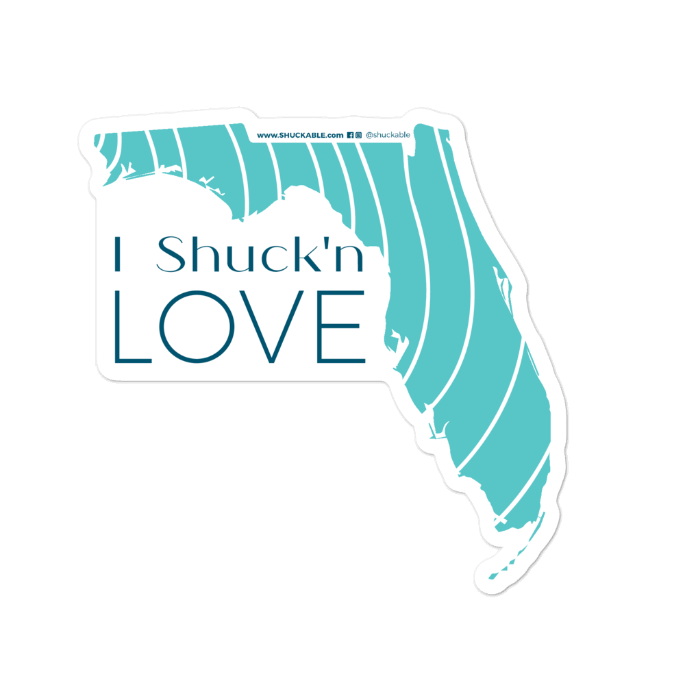 I Shuck'n Love Florida Vinyl Sticker Teal