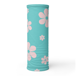 Pink on Teal Shell Flower Neck Gaiter Face Covering