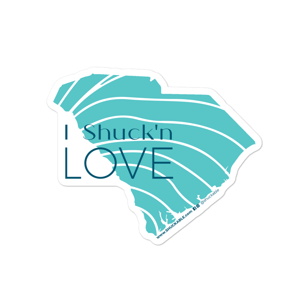 I Shuck'n Love South Carolina Vinyl Sticker Teal