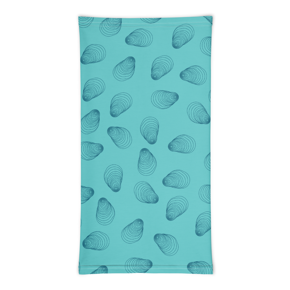 Teal and Navy Oyster Shell Neck Gaiter Face Covering