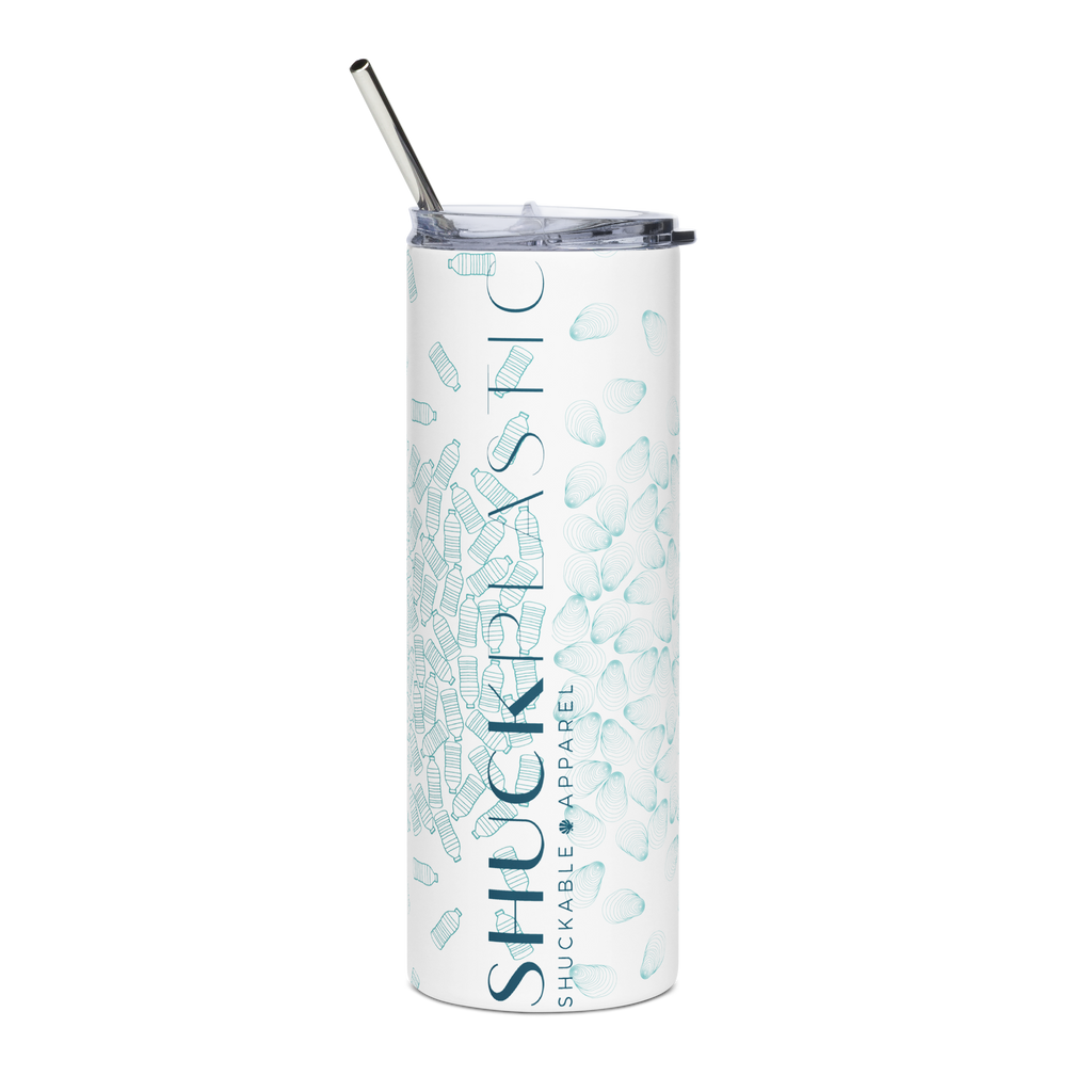 Shuck Plastic Teal and White Stainless Steel Tumbler